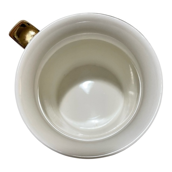 Lilly Pulitzer Colorful Floral Ceramic J Initial Mug Cup Gold Handle & Trim - Picture 3 of 4